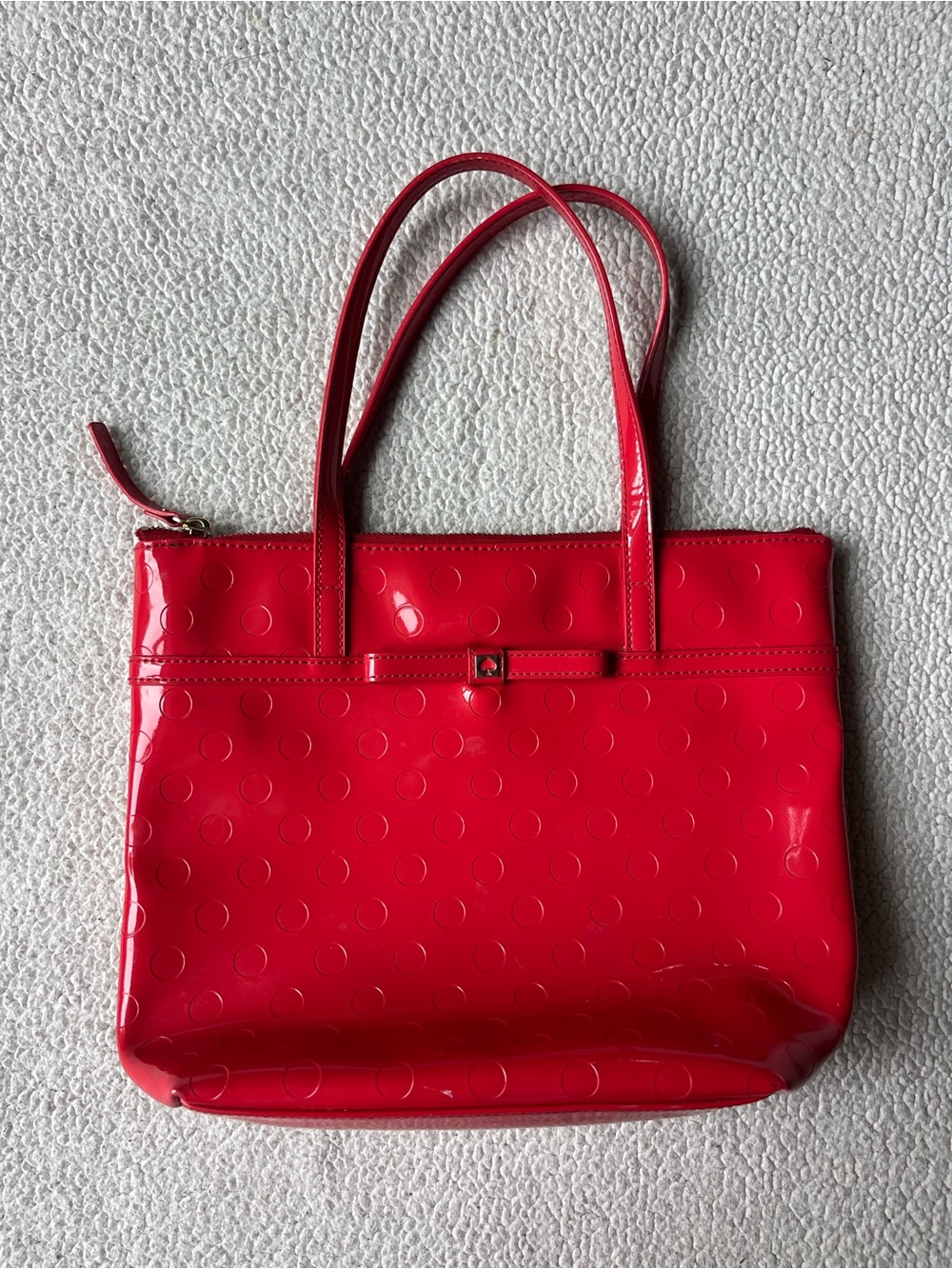 Vintage Kate Spade Vinyl Red Polka Dot Shoulder Tote Purse